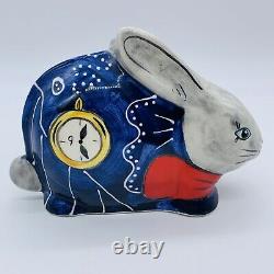 1998 Turov Hand Painted Ceramic Bunny Rabbit Figurine Statue Signed 5T 7W