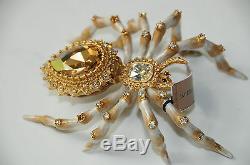 $595! JAY STRONGWATER CANARY DIAMOND JEWELED SPIDER CLOCK MARTINA LTD 350 Gold