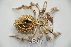 $595! JAY STRONGWATER CANARY DIAMOND JEWELED SPIDER CLOCK MARTINA LTD 350 Gold