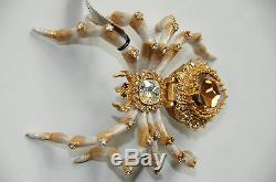 $595! JAY STRONGWATER CANARY DIAMOND JEWELED SPIDER CLOCK MARTINA LTD 350 Gold