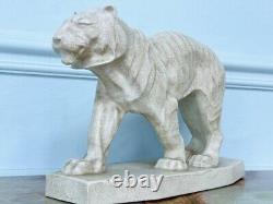 Antique Tiger Limited Edition Figurine Dwk Genuine Baccarat Craquelure White Old