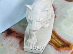 Antique Tiger Limited Edition Figurine Dwk Genuine Baccarat Craquelure White Old