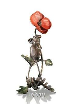 Bronze Sculpture Mouse With Poppy Limited Edition 175. Michael Simpson