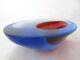 Da Ros Cenedese Art Glass Designer Bowl Sommerso Blue / Red Space Age Murano