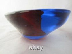 Da Ros Cenedese art glass designer bowl Sommerso blue / red space age Murano