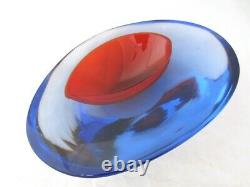 Da Ros Cenedese art glass designer bowl Sommerso blue / red space age Murano
