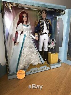 Disney Store Limited Edition Doll Ariel & And Eric Platinum Wedding Set BNIB