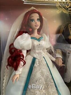 Disney Store Limited Edition Doll Ariel & Eric Platinum Wedding Set BNIB