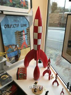 Extremely Rare! Tintin Rocket To The Moon 90cm Figurine Limited Edition Statue