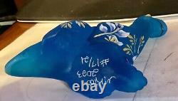 Fenton Blue Satin Dino Limited Edition Numbered Signed