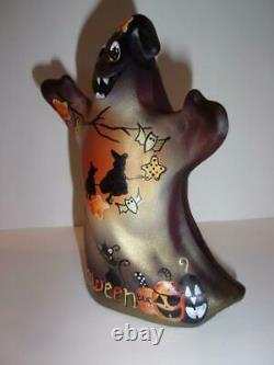 Fenton Glass Halloween Nights Witch Cat Ghost Figurine GSE Ltd Ed #3/43 Barley