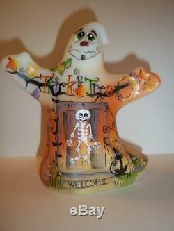 Fenton Glass Skeleton Welcome Halloween Ghost Figurine LE #13/16 K Barley