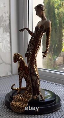 Franklin Mint House of Erte Limited Edition Art Deco Ocelot Figurine HAS DAMAGE