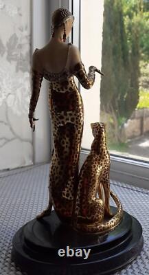Franklin Mint House of Erte Limited Edition Art Deco Ocelot Figurine HAS DAMAGE