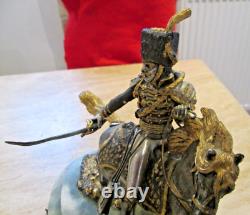 Giuseppe Vasari Bronze Limited Edition Cavalier On Horseback Figurine Onyx Base