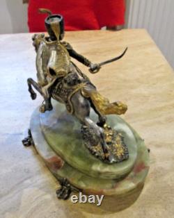 Giuseppe Vasari Bronze Limited Edition Cavalier On Horseback Figurine Onyx Base