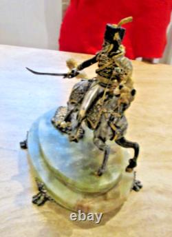 Giuseppe Vasari Bronze Limited Edition Cavalier On Horseback Figurine Onyx Base