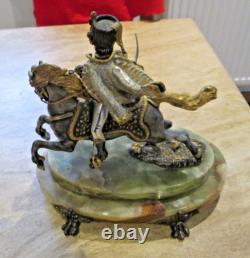 Giuseppe Vasari Bronze Limited Edition Cavalier On Horseback Figurine Onyx Base