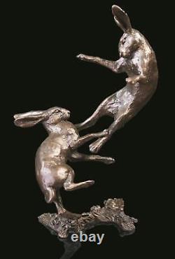 Hares Boxing Small Bronze Figurine (Limited Edition) Michael Simpson