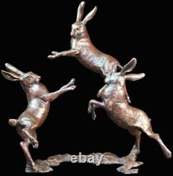 Hares Playing Medium Bronze Figurine (Limited Edition) Michael Simpson