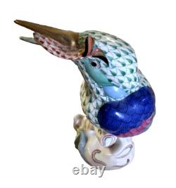 Herend Kingfisher withFish Figurine 5168 Green Fishnet limited Edition
