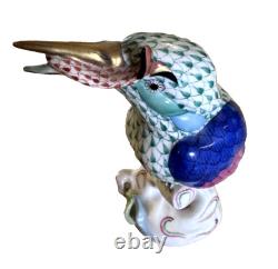 Herend Kingfisher withFish Figurine 5168 Green Fishnet limited Edition