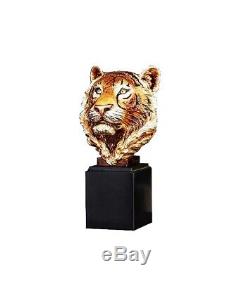 Jay Strongwater Jungle Grand Tiger Head On Marble Swarovski New Made In USA Ltd