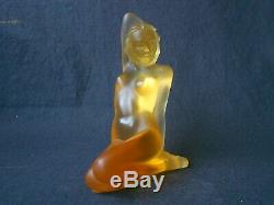 Lalique Crystal Amber Aphrodite Nude Figurine