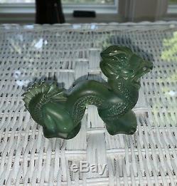 Lalique Crystal Dragon, Signed, Made in France Rare Color of Green
