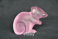 Lalique France Large Rose Pink Mouse, BNIB 188 made Worldwide. Limited edition