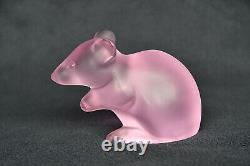 Lalique France Large Rose Pink Mouse, BNIB 188 made Worldwide. Limited edition