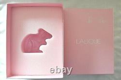 Lalique France Large Rose Pink Mouse, BNIB 188 made Worldwide. Limited edition