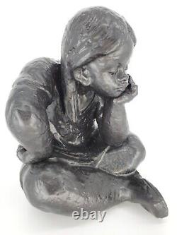 Large Lladro Daydreaming Girl 3022 Black Glaze Limited Edition Big Figure LE