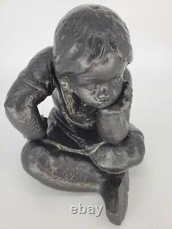 Large Lladro Daydreaming Girl 3022 Black Glaze Limited Edition Big Figure LE