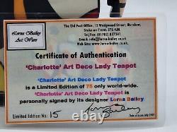 Limited Ed. 15/75 Lorna Bailey Art Deco Lady Teapot Charlotte (Signed) + COA