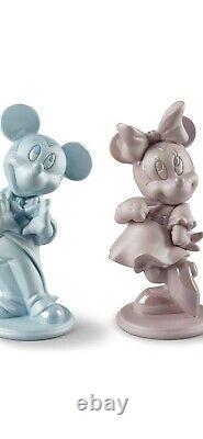 Lladro Limited Edition Blue Mickey Mouse And Pink Minnie Mouse Disney