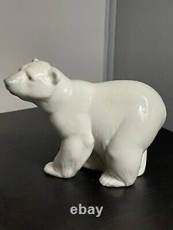 Lladro Polar Bear Pair Porcelain Sculpture White 5 Hand Made in Spain Vintage