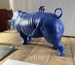 Lladro Rhino Rhinoceros Sculpture Blue-Gold Limited Edition 120/500 See Desc