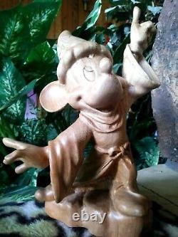 MICKEY SORCERER LTD. ED. ANRI WOODEN FIGURINE, HAND CARVED, FINISHED, MINT, NEW withCOAs