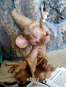 MICKEY SORCERER LTD. ED. ANRI WOODEN FIGURINE, HAND CARVED, FINISHED, MINT, NEW withCOAs