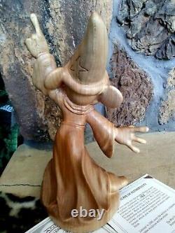 MICKEY SORCERER LTD. ED. ANRI WOODEN FIGURINE, HAND CARVED, FINISHED, MINT, NEW withCOAs