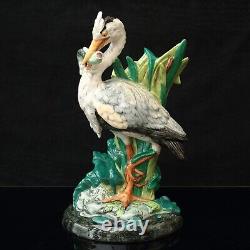 Minton Majolica Figurine Heron and Pike Limited Edition with Box and Certificate