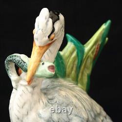 Minton Majolica Figurine Heron and Pike Limited Edition with Box and Certificate