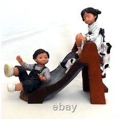 Nadal Studio, Spain Figurine Children and Dogs on slide, Limited Edition, stampe