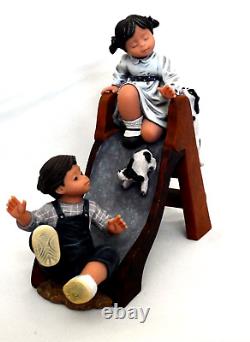 Nadal Studio, Spain Figurine Children and Dogs on slide, Limited Edition, stampe