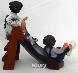 Nadal Studio, Spain Figurine Children and Dogs on slide, Limited Edition, stampe