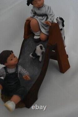 Nadal Studio, Spain Figurine Children and Dogs on slide, Limited Edition, stampe