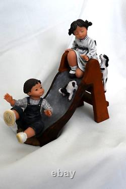 Nadal Studio, Spain Figurine Children and Dogs on slide, Limited Edition, stampe