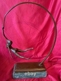 Nude hoop acrobat figurine dancer Bronze Lost Wax Casting. Limited Edition