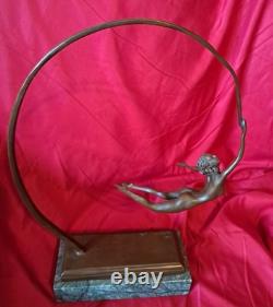 Nude hoop acrobat figurine dancer Bronze Lost Wax Casting. Limited Edition